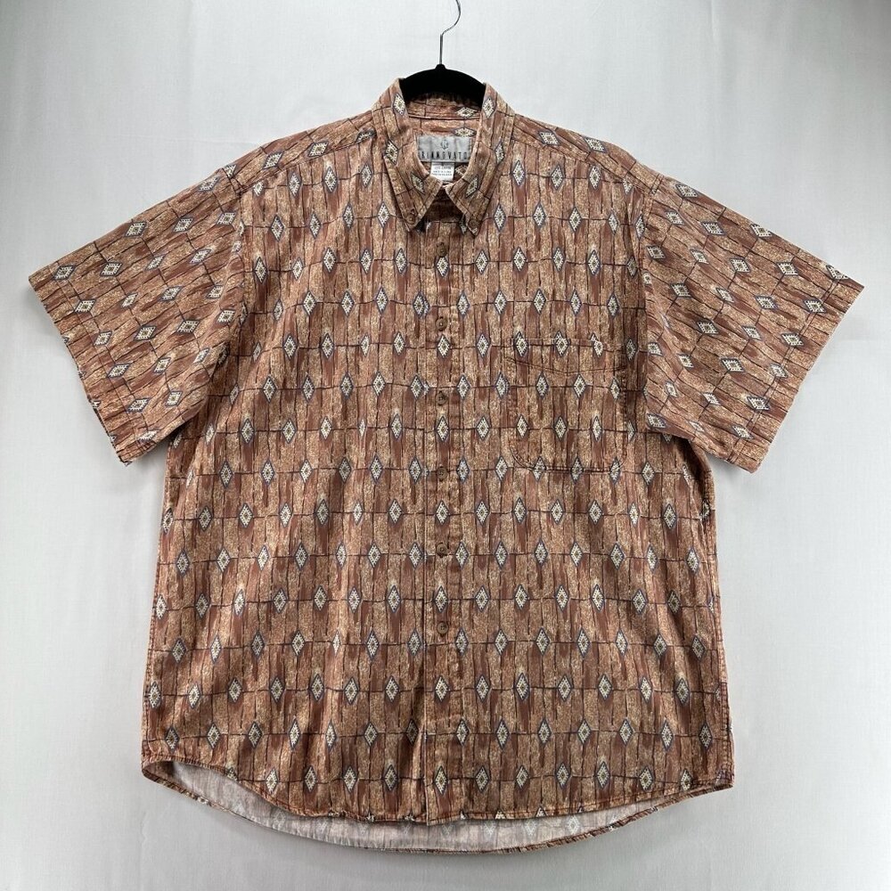 Rinnovato Shirt Mens Size L Southwestern Camp Button Down Short Sleeve Brown